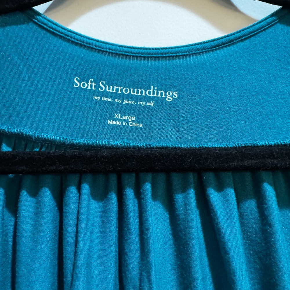 Soft Surroundings Green Open Front Drape Asymmetr… - image 2